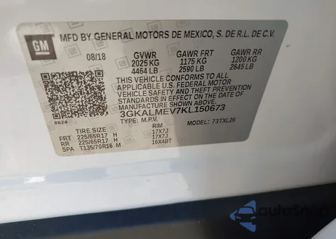 2019 GMC Terrain Sle from USA, damaged, VIN 3GKALMEV7KL150673